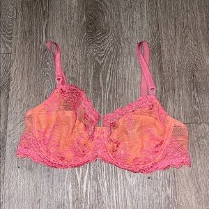 Wacoal Lace Bra embrace orange and pink  size 36d lingerie